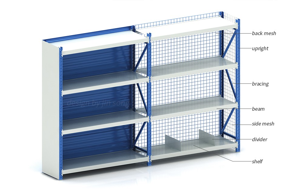 steel shelf rack with protecting mesh componnets 40-1