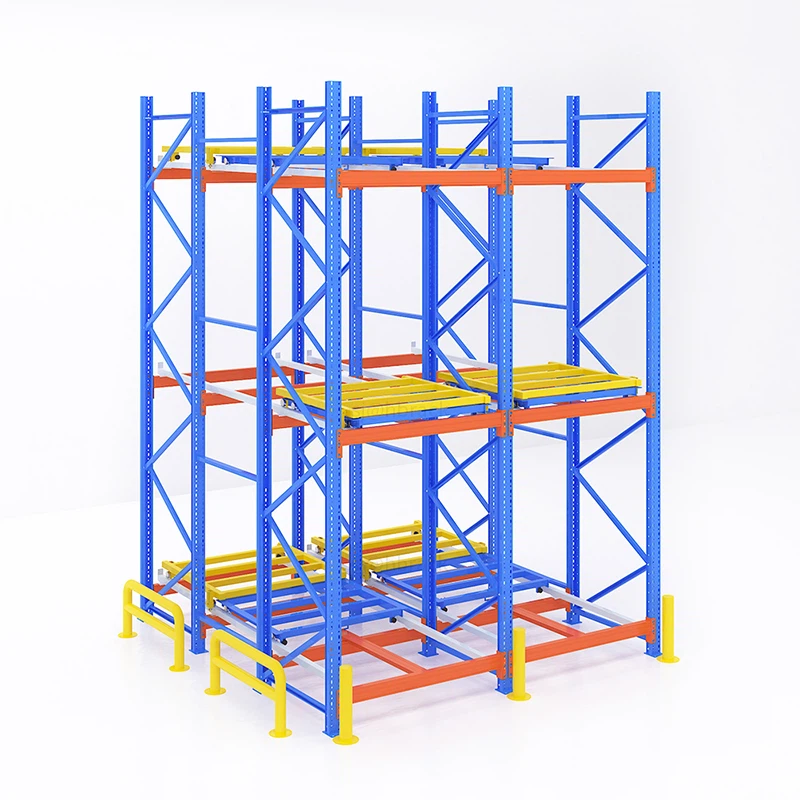 Three Pallet Deep Push Back Pallet Racks